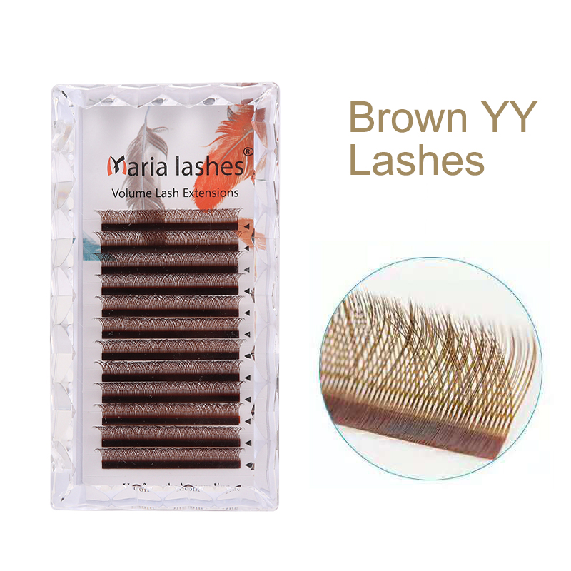 Eyelash Extensions Classic - MARIA Коричневые ресницы в форме YY,