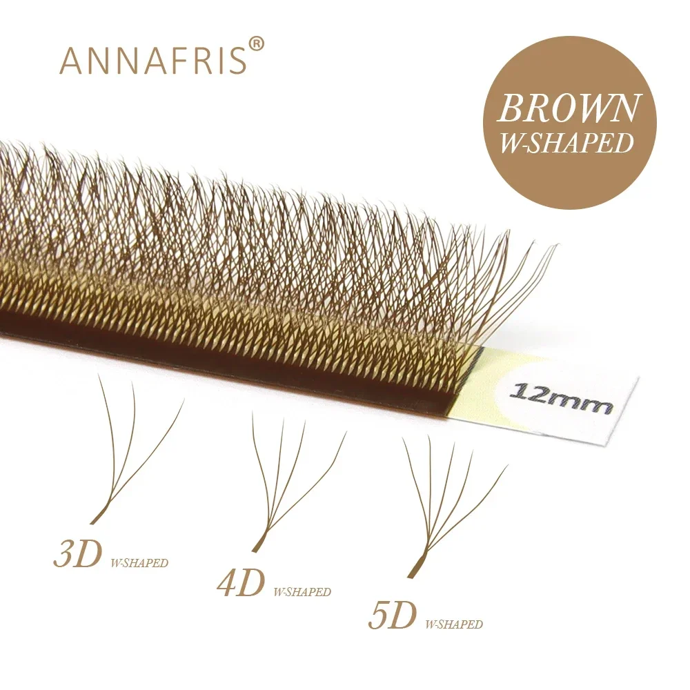 Eyelash Extensions Classic - ANNAFRIS Коричневые W-образные наращивание ресниц 2D